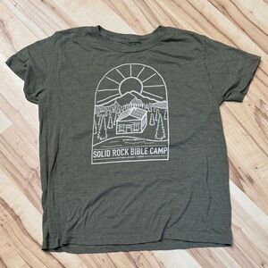 Sunday Olive Green Graphic Tee with White Print